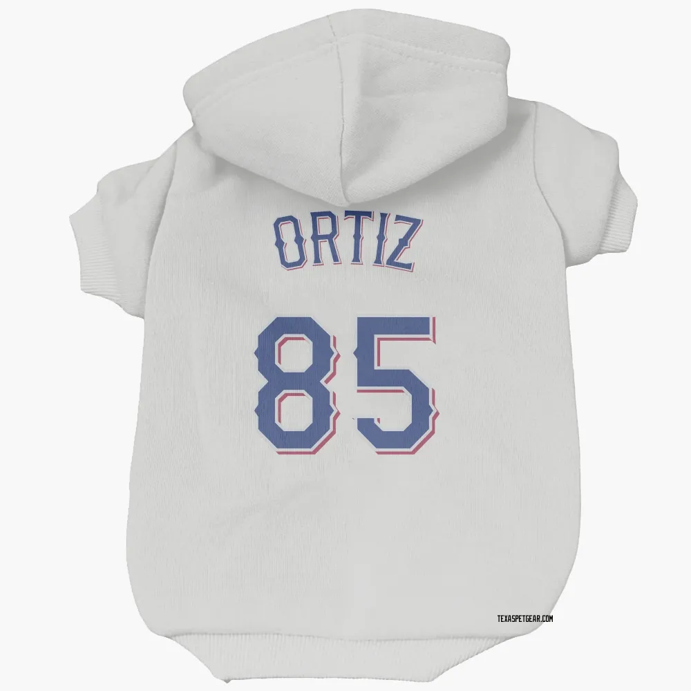 Texas Rangers Abimelec Ortiz White Pet Hoodie for Dog & Cat