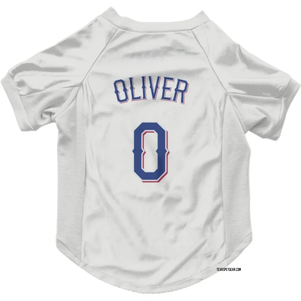 Texas Rangers Al Oliver White Pet Jersey for Dog & Cat