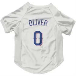 Texas Rangers Al Oliver White Pet Jersey for Dog & Cat