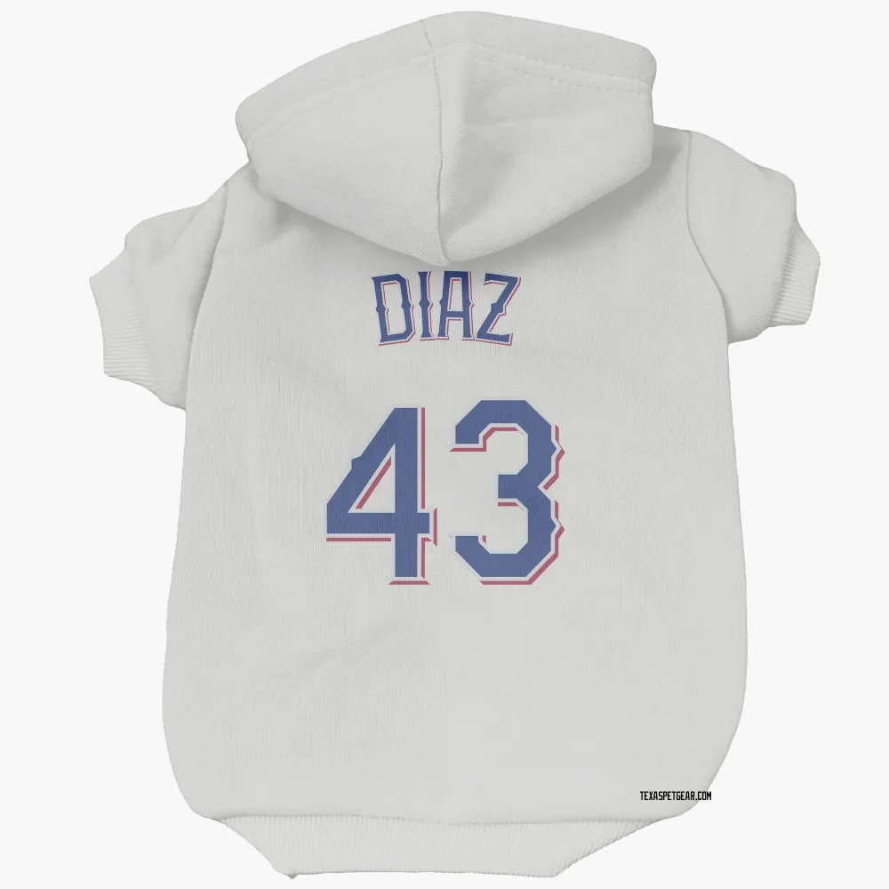 Texas Rangers Alexis Diaz White Pet Hoodie for Dog & Cat