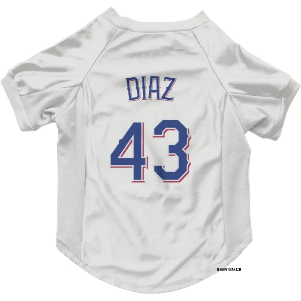 Texas Rangers Alexis Diaz White Pet Jersey for Dog & Cat