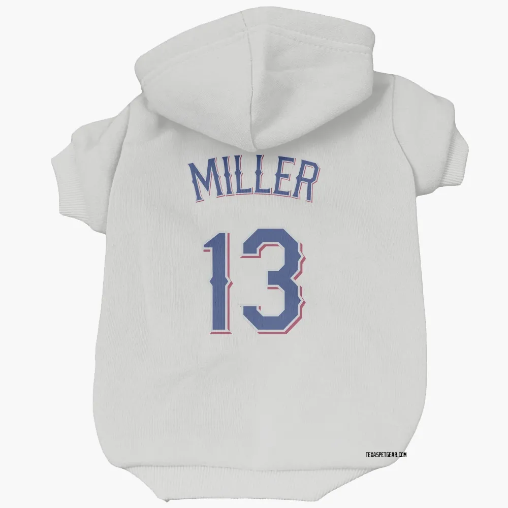 Texas Rangers Brad Miller White Pet Hoodie for Dog & Cat