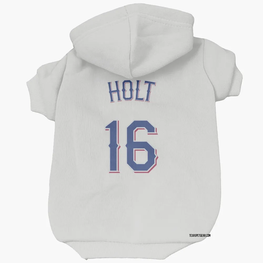 Texas Rangers Brock Holt White Pet Hoodie for Dog & Cat
