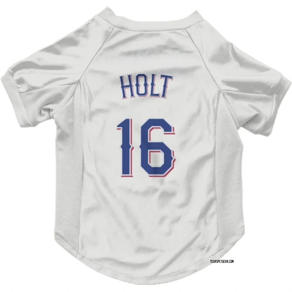 Texas Rangers Brock Holt White Pet Jersey for Dog & Cat