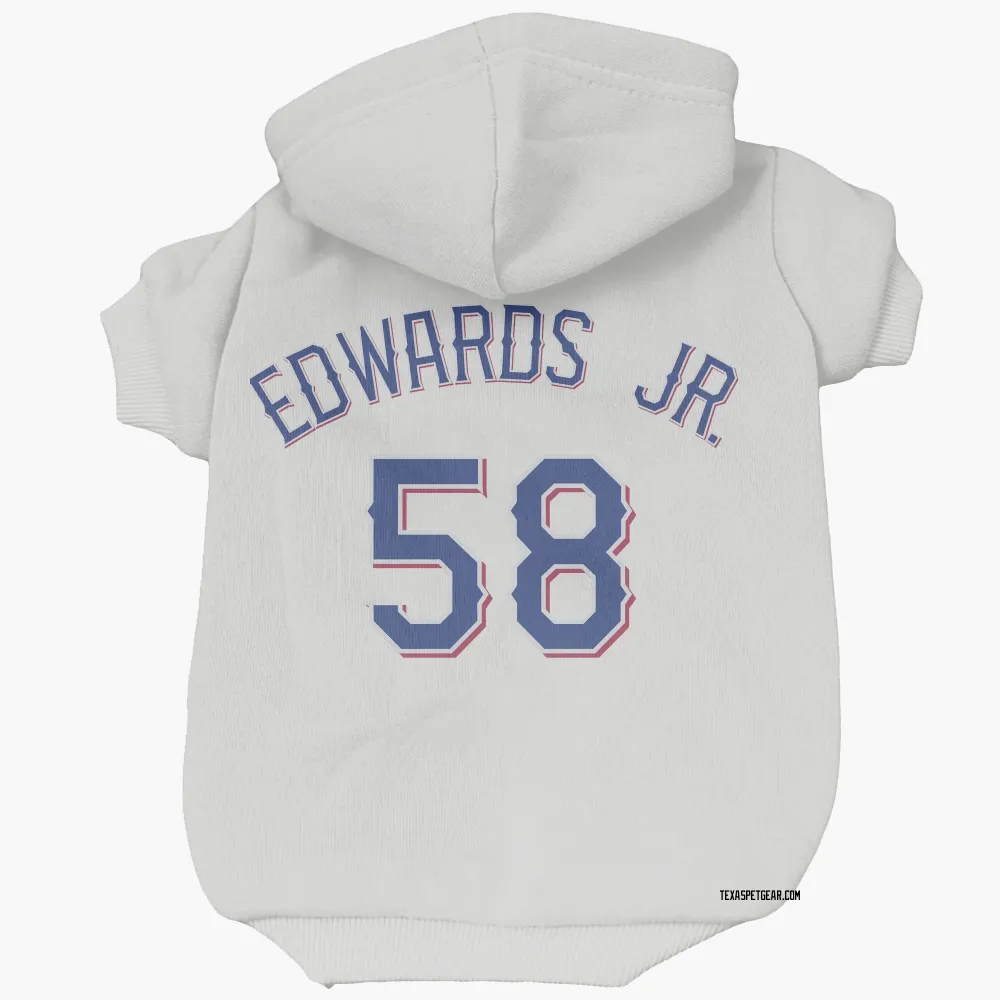 Texas Rangers Carl Edwards Jr. White Pet Hoodie for Dog & Cat