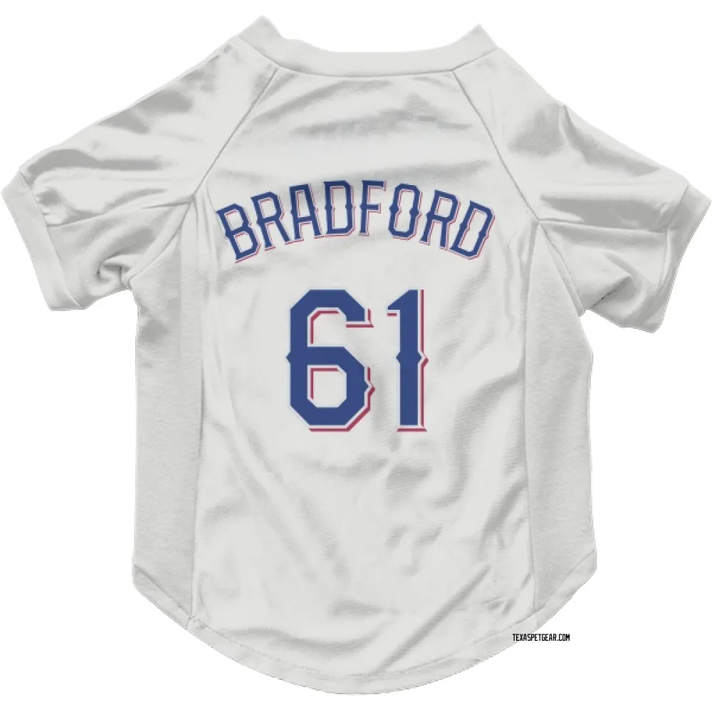 Texas Rangers Cody Bradford White Pet Jersey for Dog & Cat