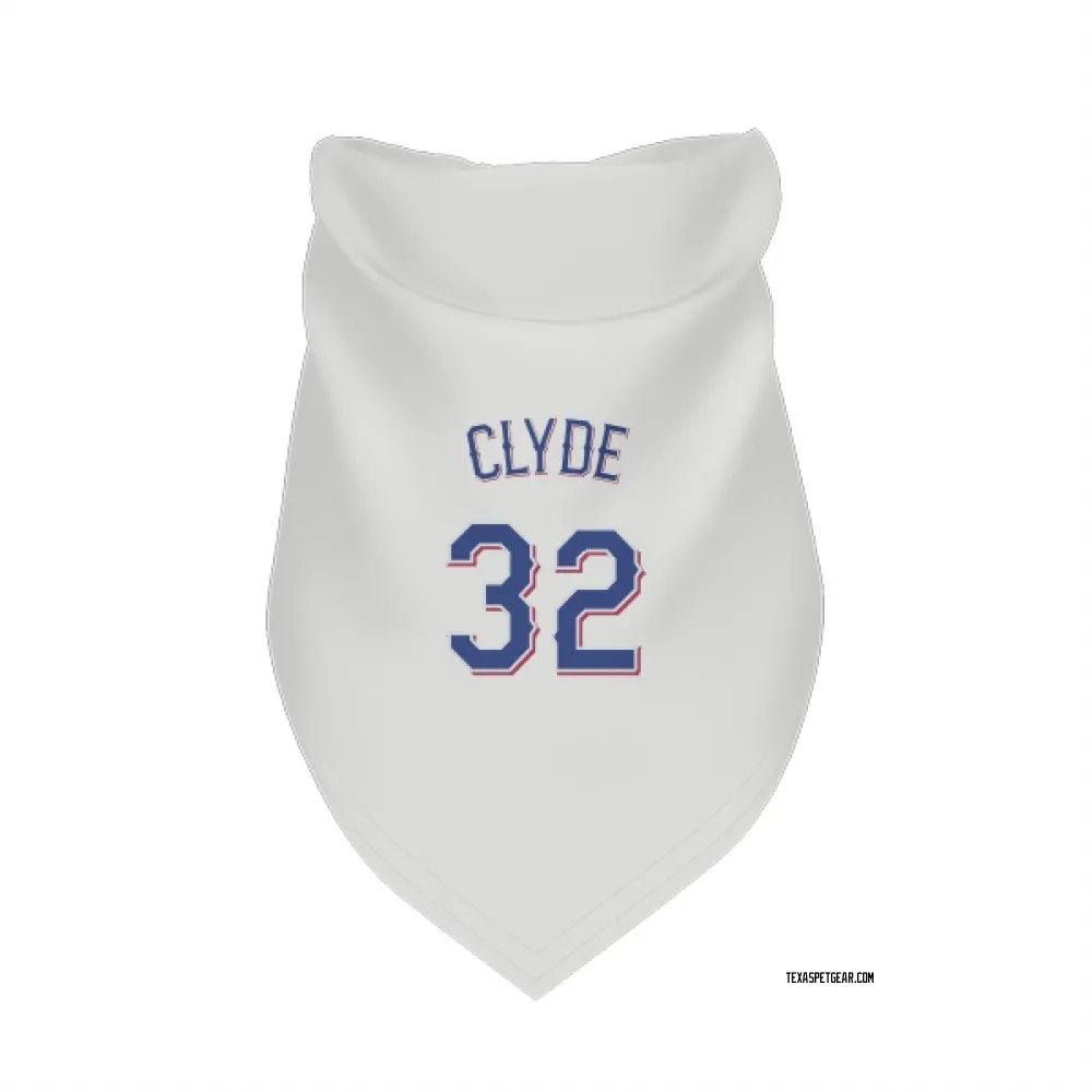 Texas Rangers David Clyde White Pet Bandana for Dog & Cat