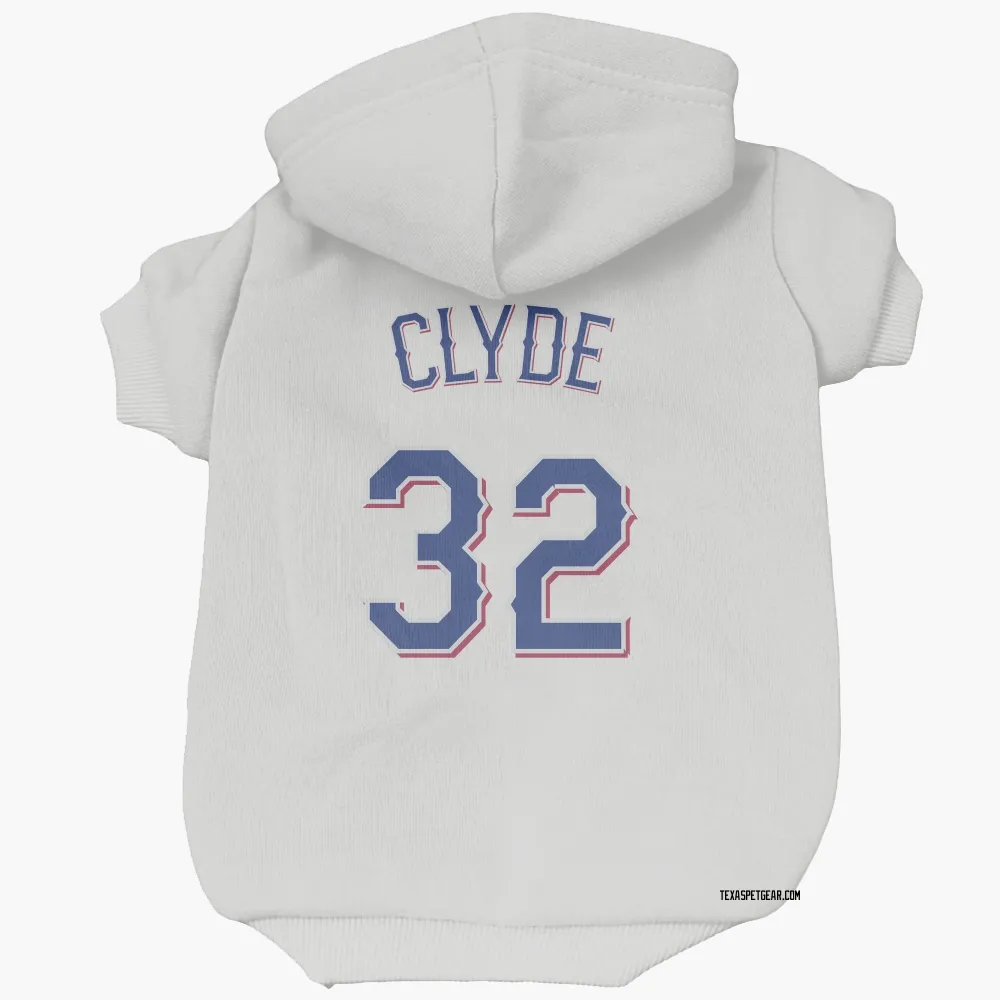 Texas Rangers David Clyde White Pet Hoodie for Dog & Cat