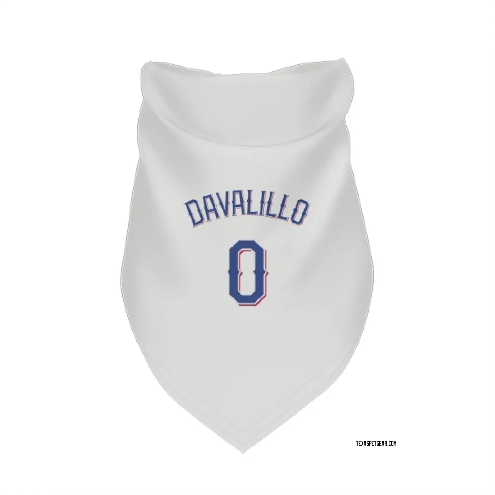 Texas Rangers David Davalillo White Pet Bandana for Dog & Cat
