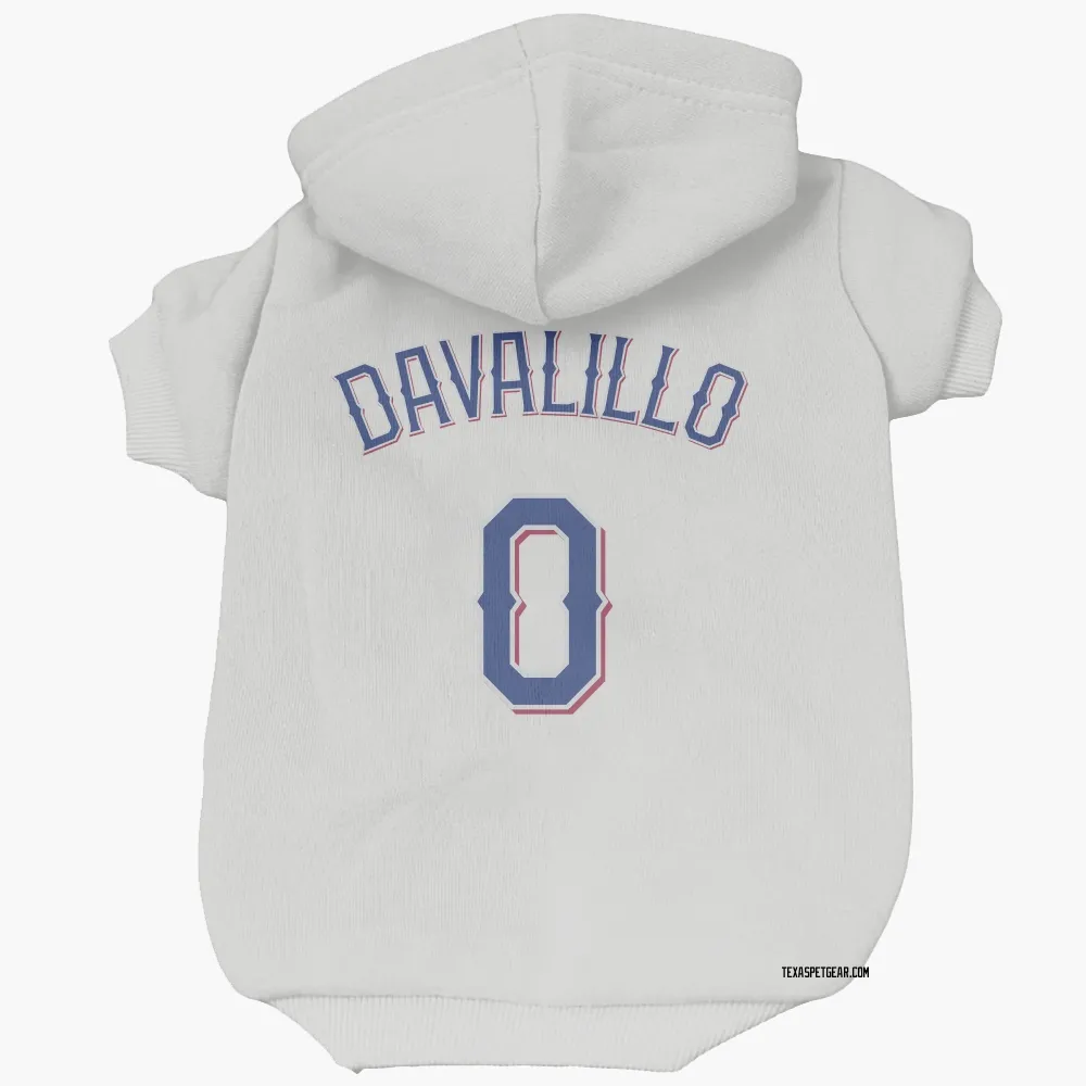 Texas Rangers David Davalillo White Pet Hoodie for Dog & Cat
