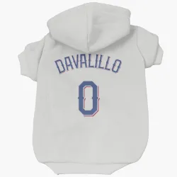 Texas Rangers David Davalillo White Pet Hoodie for Dog & Cat