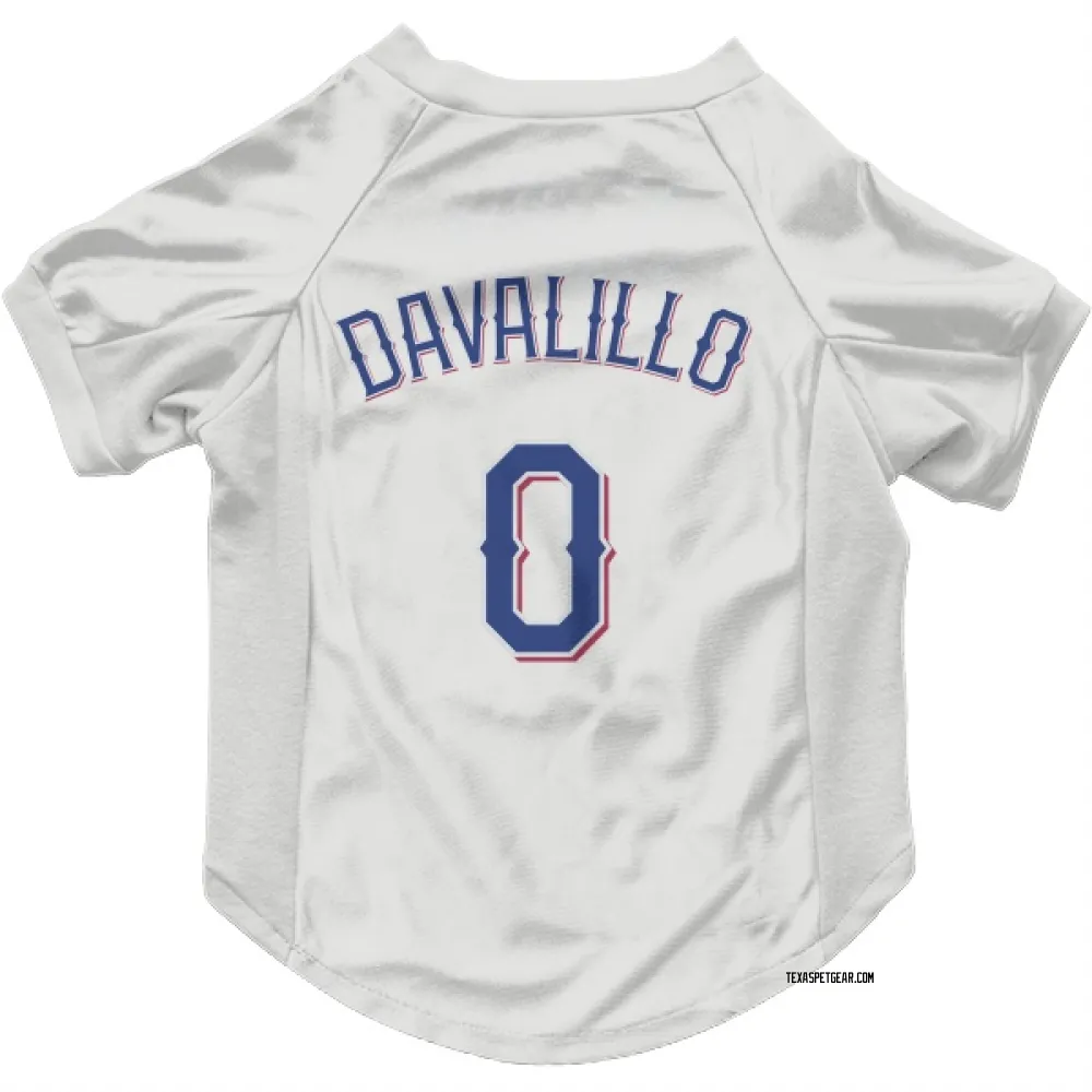 Texas Rangers David Davalillo White Pet Jersey for Dog & Cat