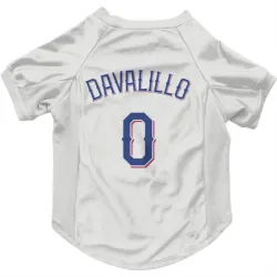 Texas Rangers David Davalillo White Pet Jersey for Dog & Cat