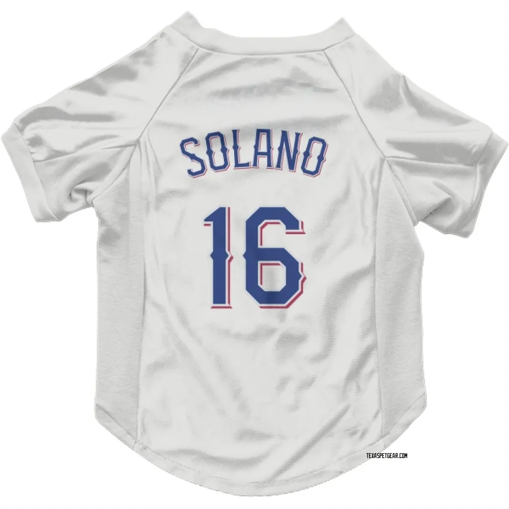 Texas Rangers Donovan Solano White Pet Jersey for Dog & Cat