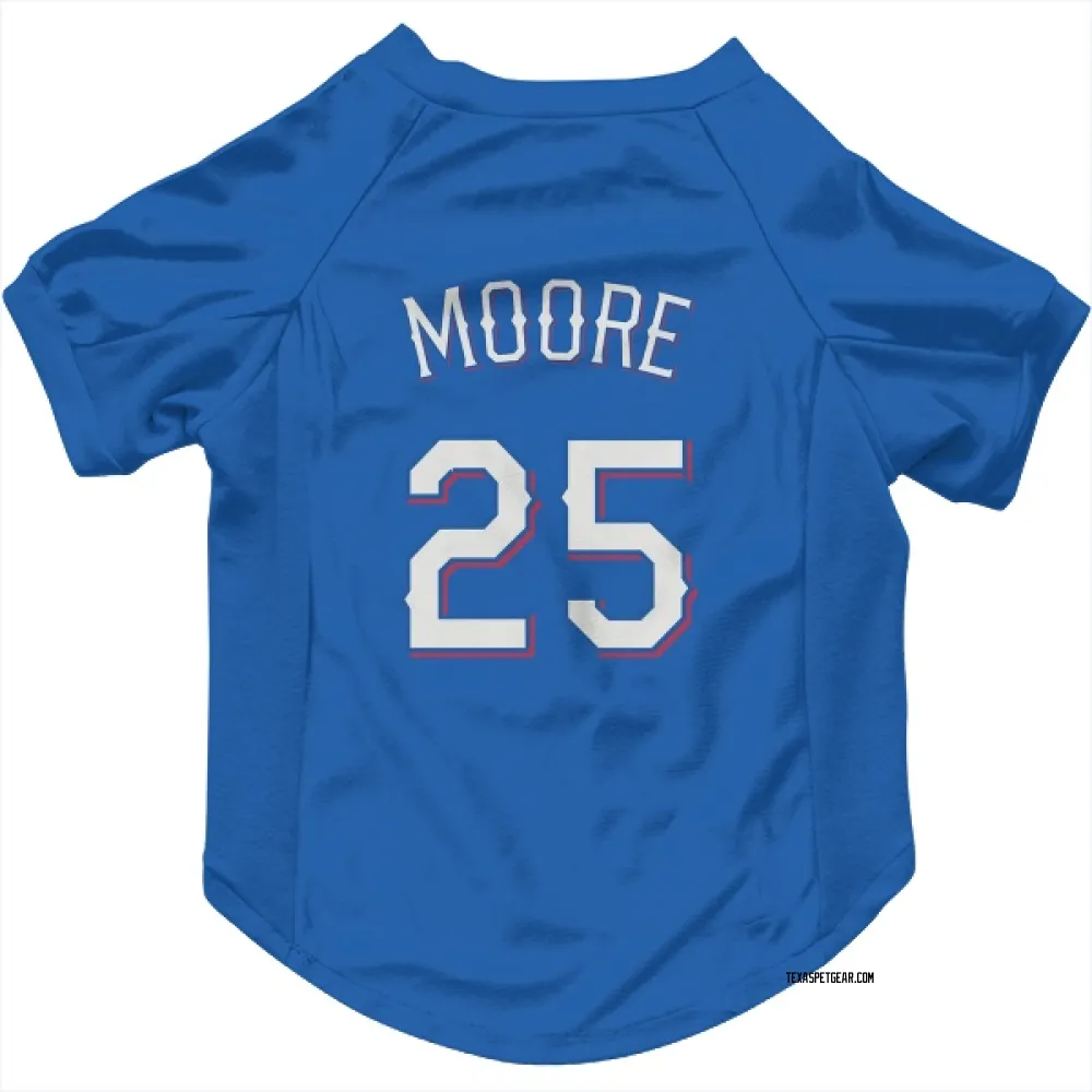 Texas Rangers Dylan Moore Royal Pet Jersey for Dog & Cat