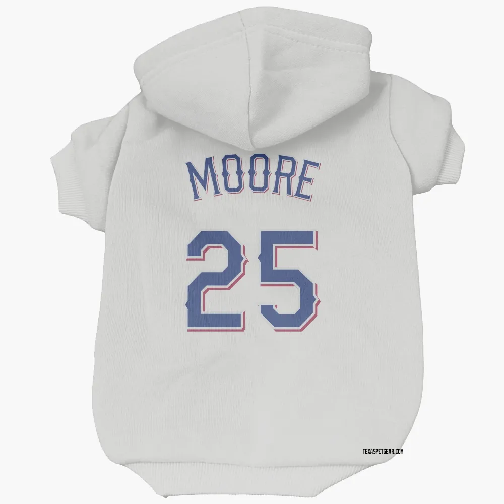 Texas Rangers Dylan Moore White Pet Hoodie for Dog & Cat