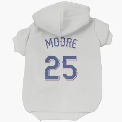 Texas Rangers Dylan Moore White Pet Hoodie for Dog & Cat