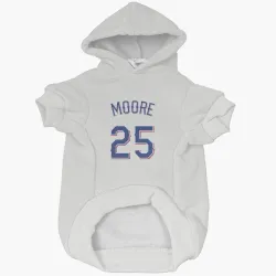Texas Rangers Dylan Moore White Pet Hoodie for Dog & Cat