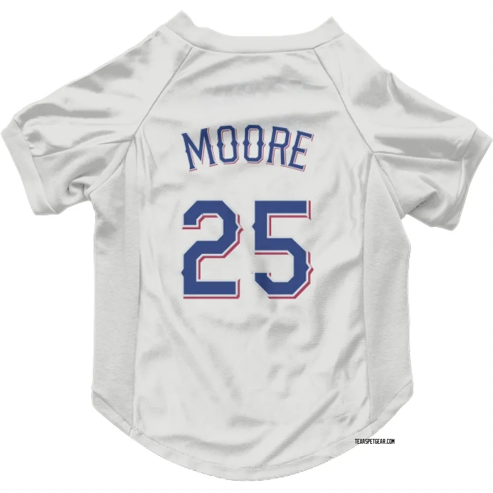 Texas Rangers Dylan Moore White Pet Jersey for Dog & Cat