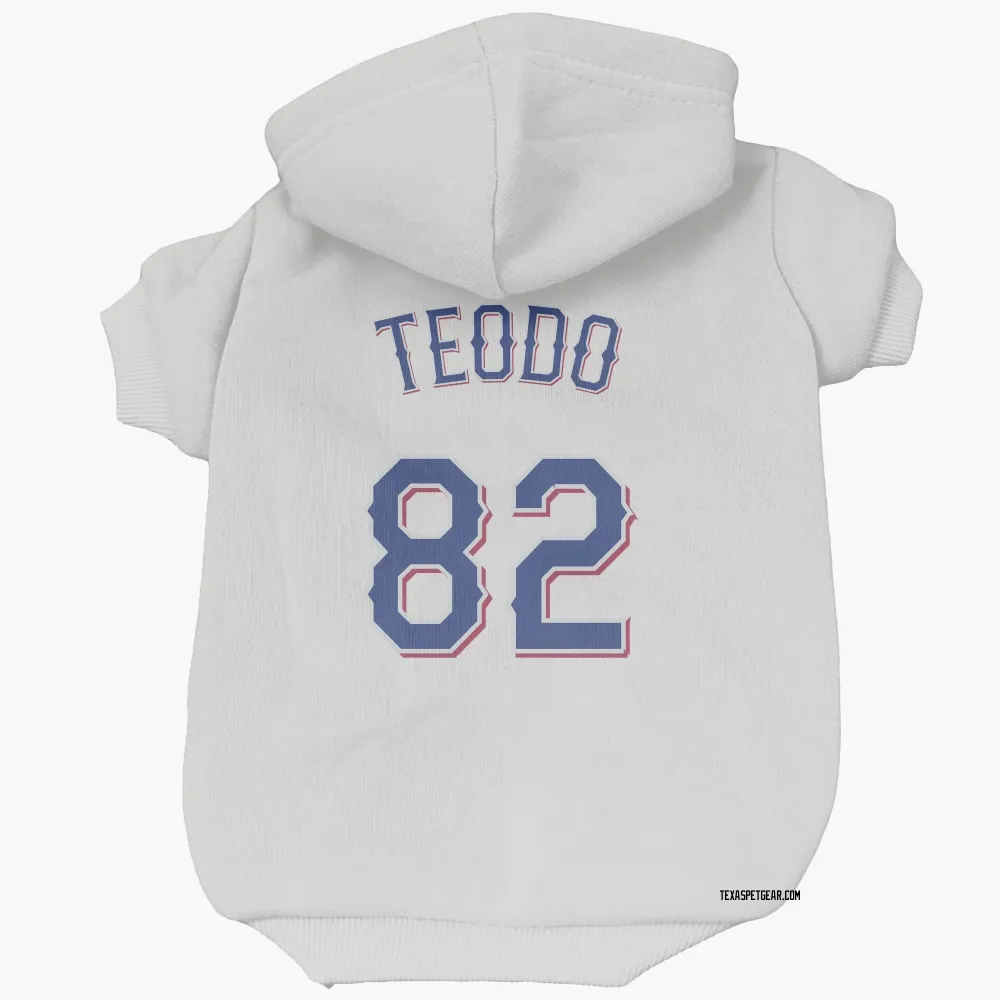 Texas Rangers Emiliano Teodo White Pet Hoodie for Dog & Cat
