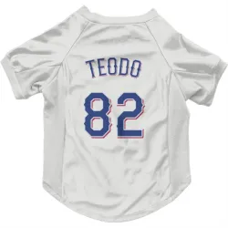 Texas Rangers Emiliano Teodo White Pet Jersey for Dog & Cat