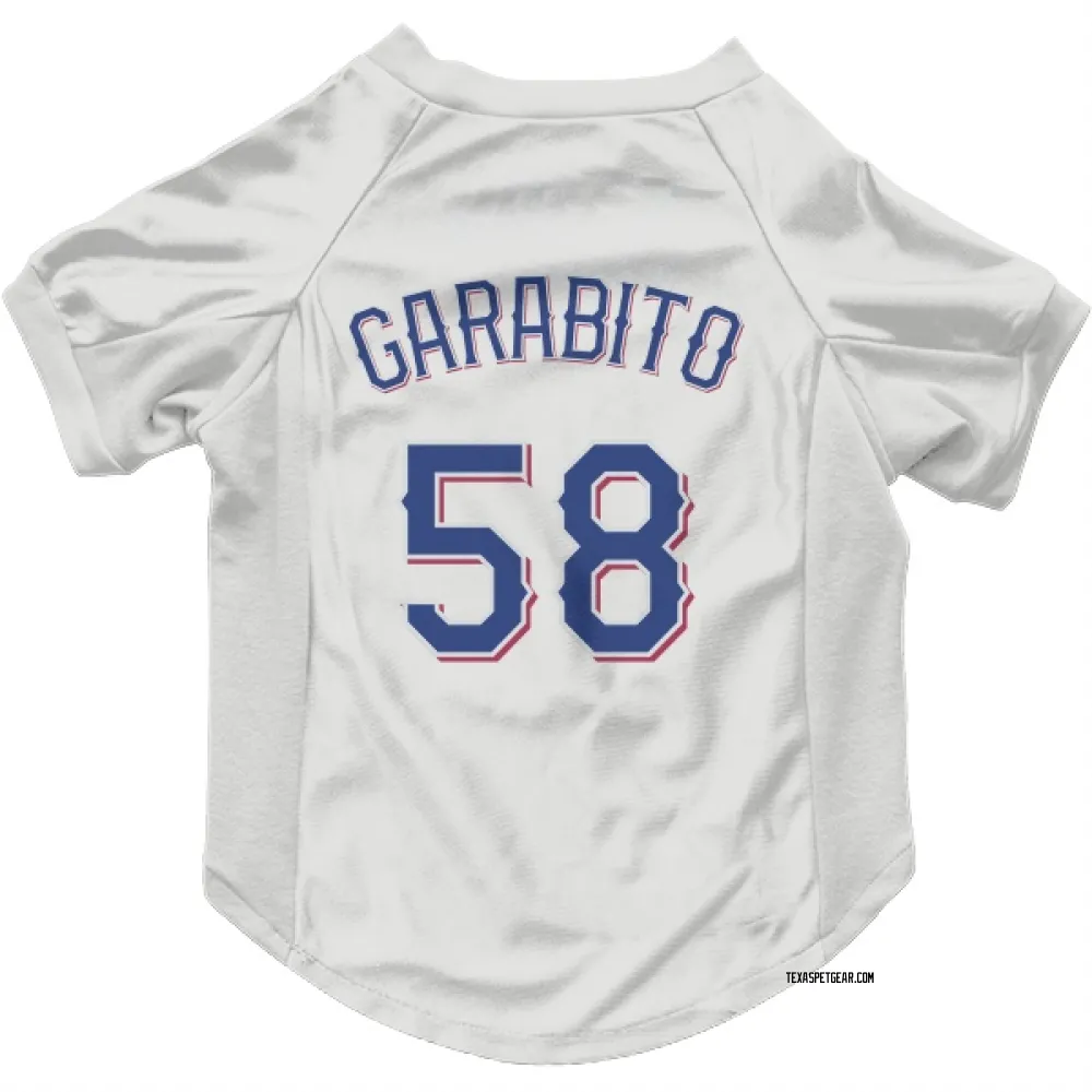 Texas Rangers Gerson Garabito White Pet Jersey for Dog & Cat