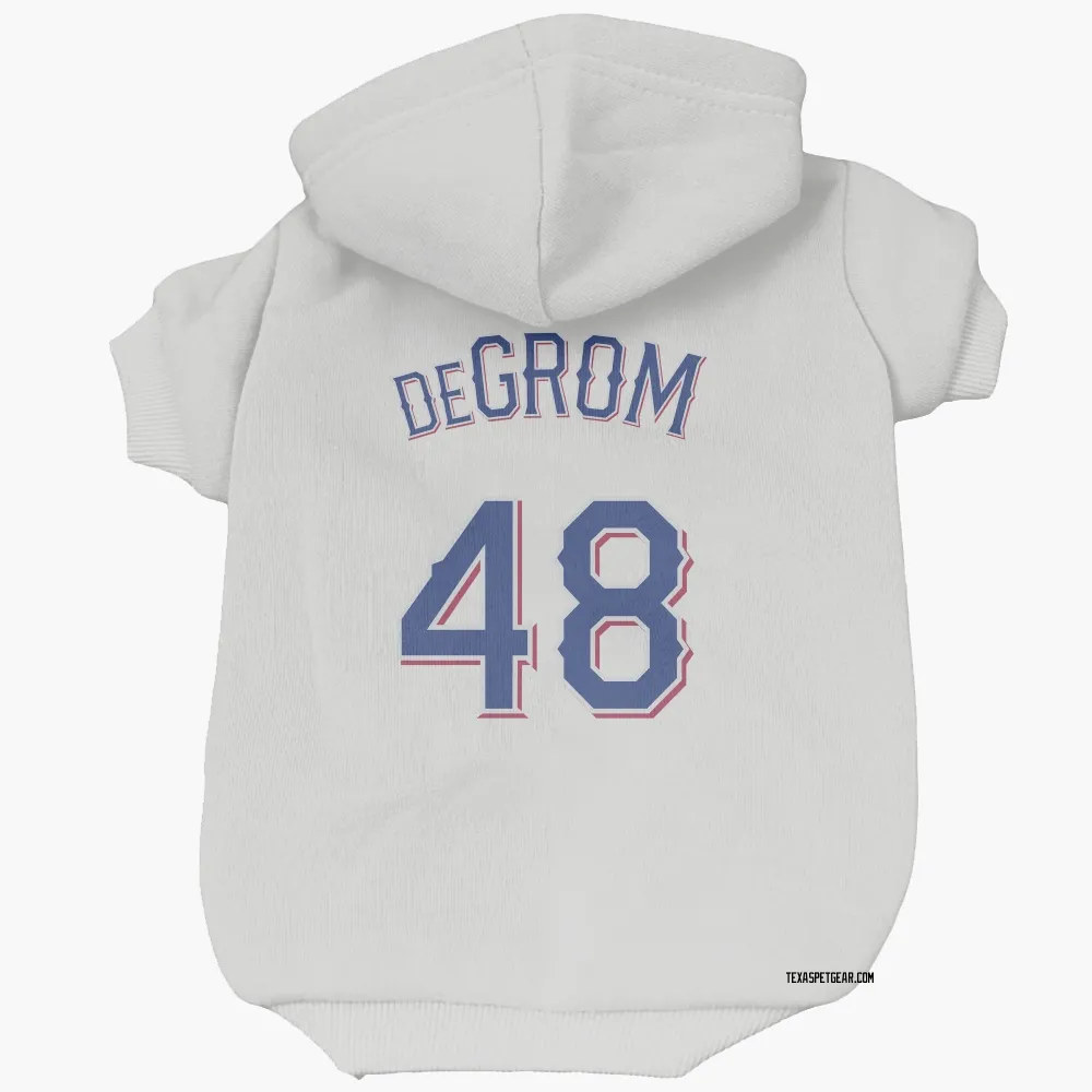 Texas Rangers Jacob deGrom White Pet Hoodie for Dog & Cat