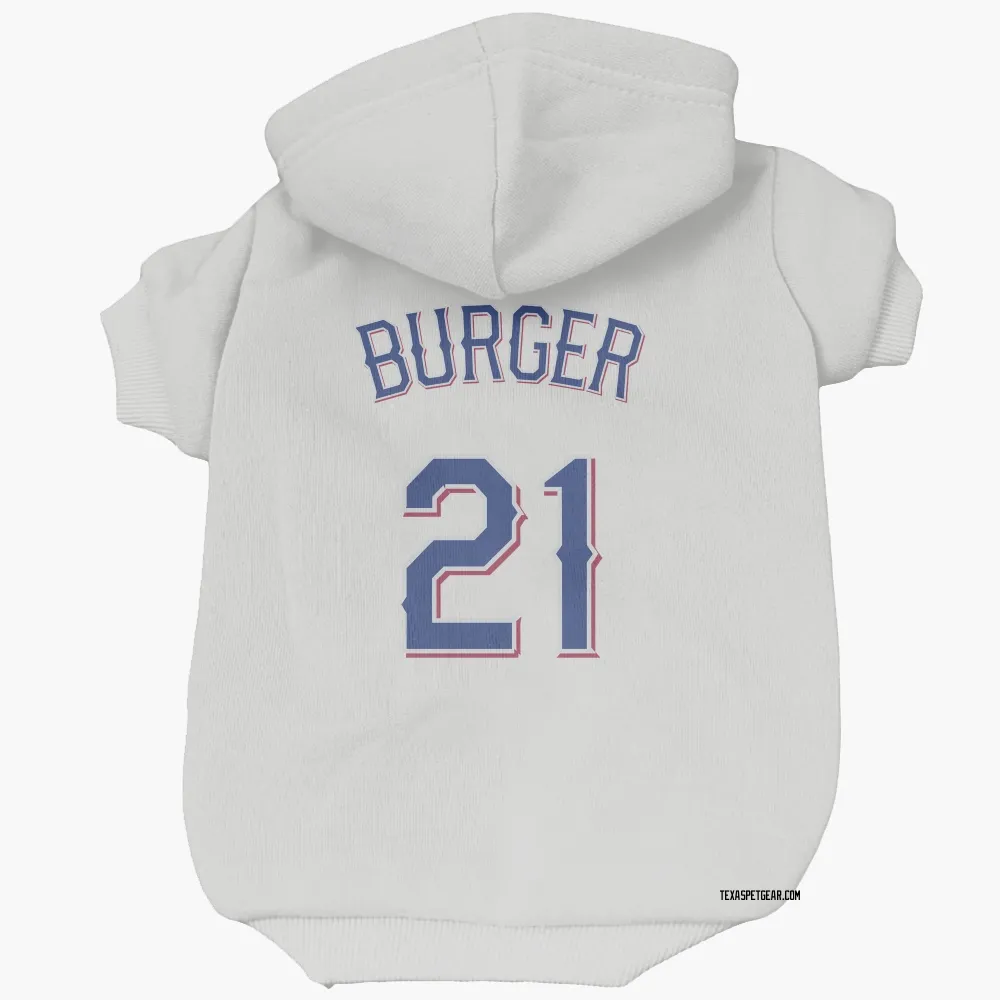 Texas Rangers Jake Burger White Pet Hoodie for Dog & Cat