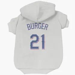 Texas Rangers Jake Burger White Pet Hoodie for Dog & Cat