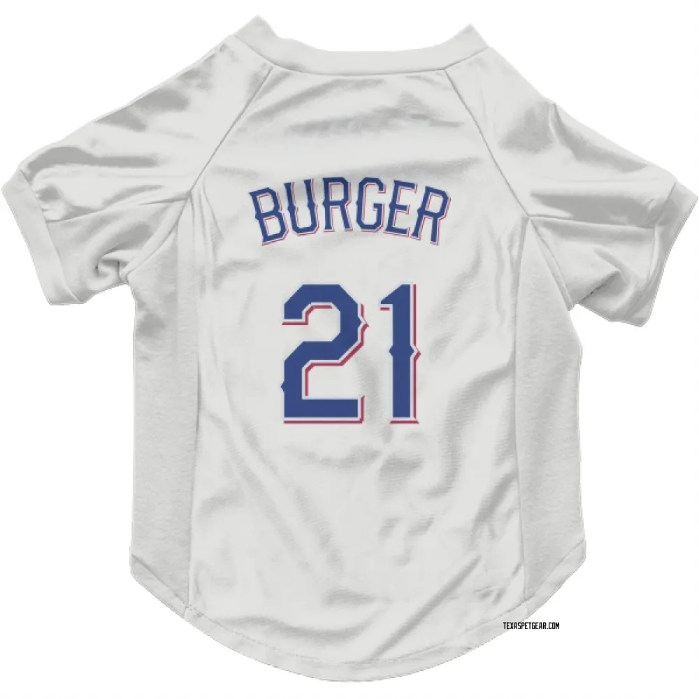 Texas Rangers Jake Burger White Pet Jersey for Dog & Cat