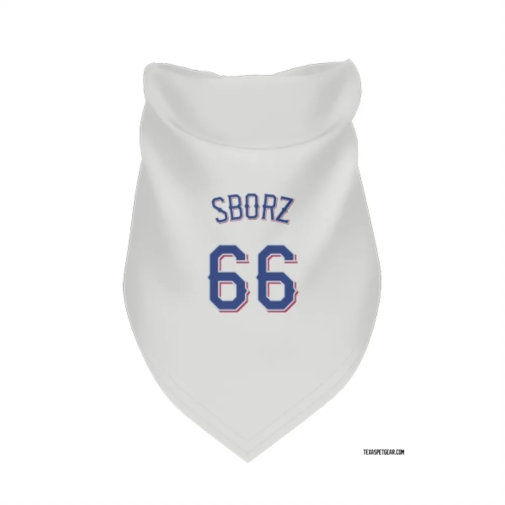 Texas Rangers Josh Sborz White Pet Bandana for Dog & Cat