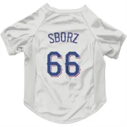 Texas Rangers Josh Sborz White Pet Jersey for Dog & Cat