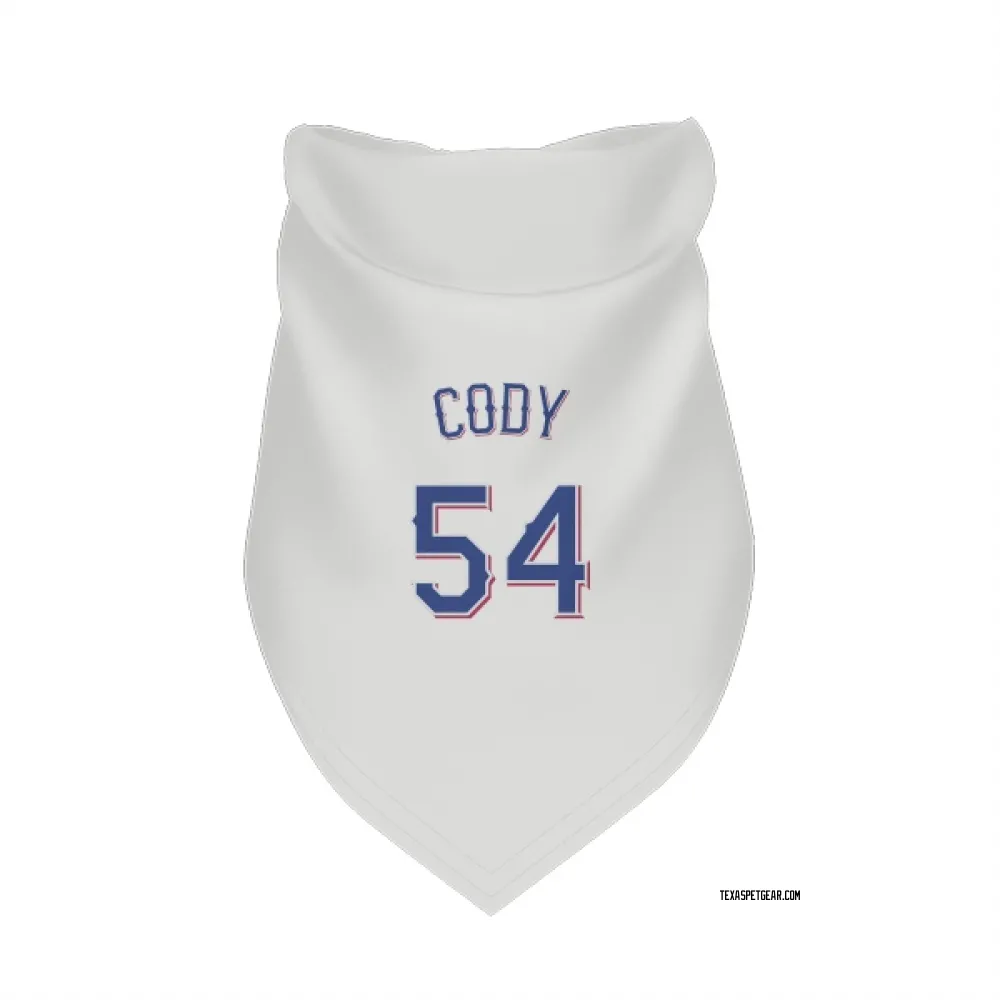 Texas Rangers Kyle Cody White Pet Bandana for Dog & Cat