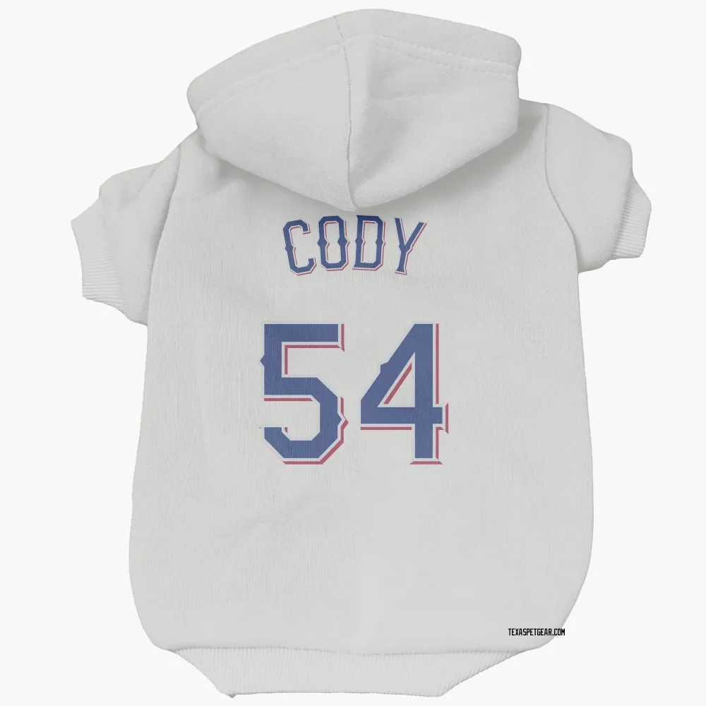 Texas Rangers Kyle Cody White Pet Hoodie for Dog & Cat