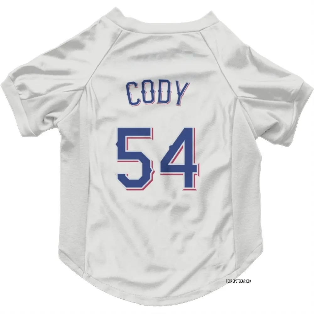 Texas Rangers Kyle Cody White Pet Jersey for Dog & Cat