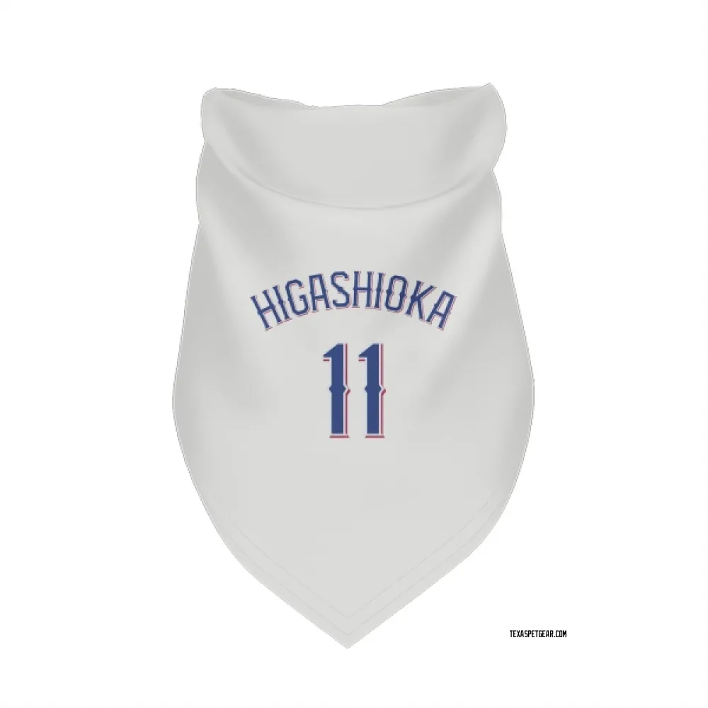Texas Rangers Kyle Higashioka White Pet Bandana for Dog & Cat