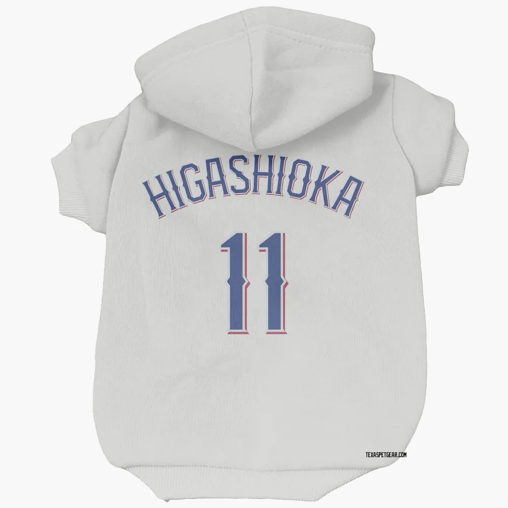 Texas Rangers Kyle Higashioka White Pet Hoodie for Dog & Cat