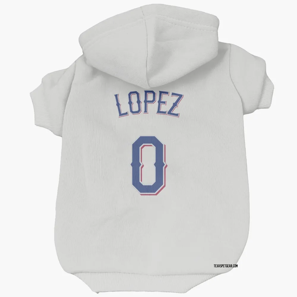 Texas Rangers Leandro Lopez White Pet Hoodie for Dog & Cat