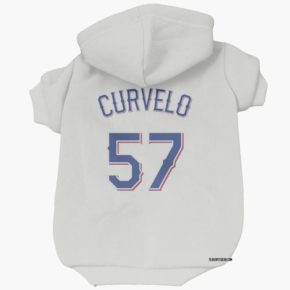 Texas Rangers Luis Curvelo White Pet Hoodie for Dog & Cat