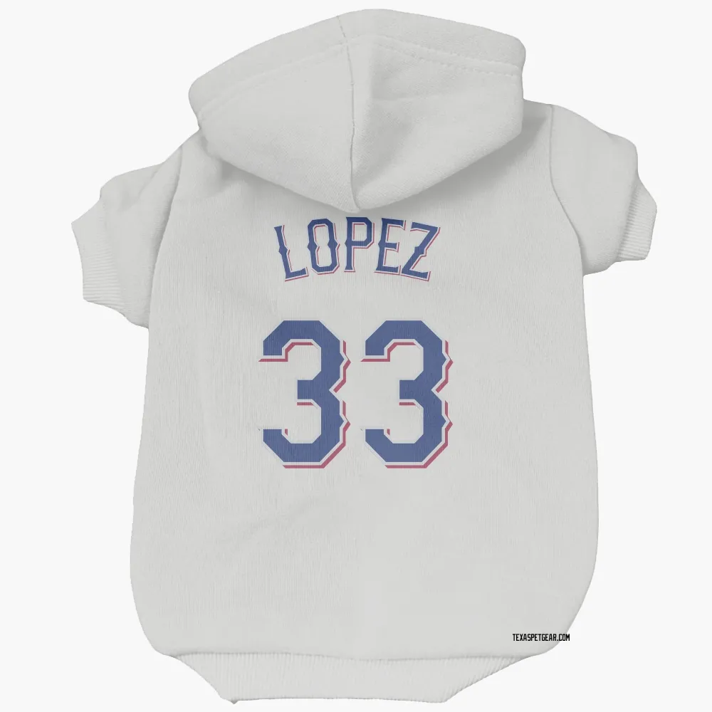 Texas Rangers Nicky Lopez White Pet Hoodie for Dog & Cat
