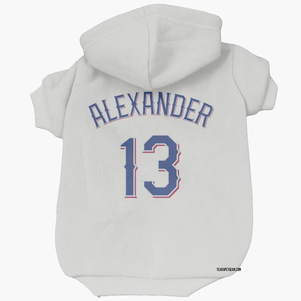 Texas Rangers Tyler Alexander White Pet Hoodie for Dog & Cat