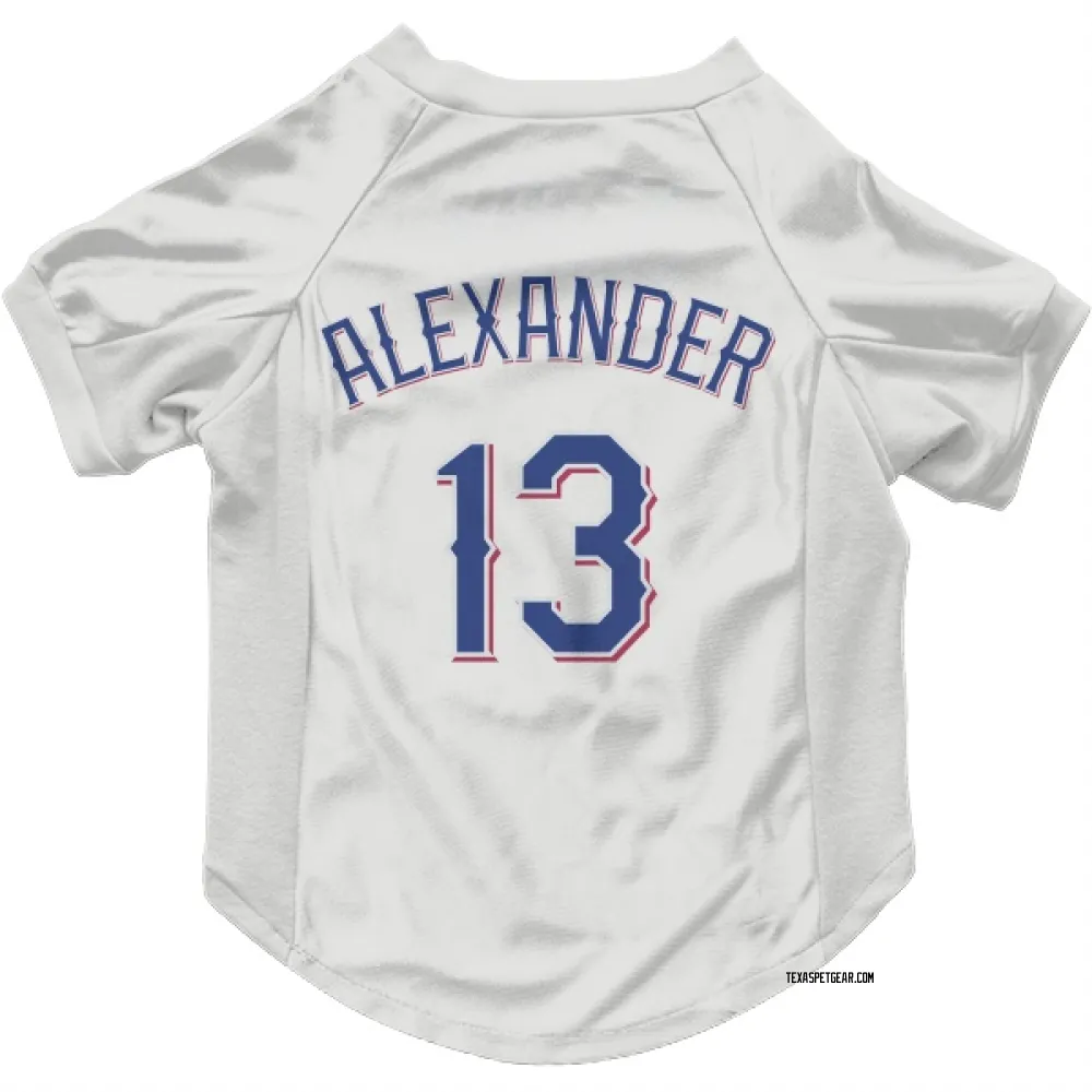 Texas Rangers Tyler Alexander White Pet Jersey for Dog & Cat