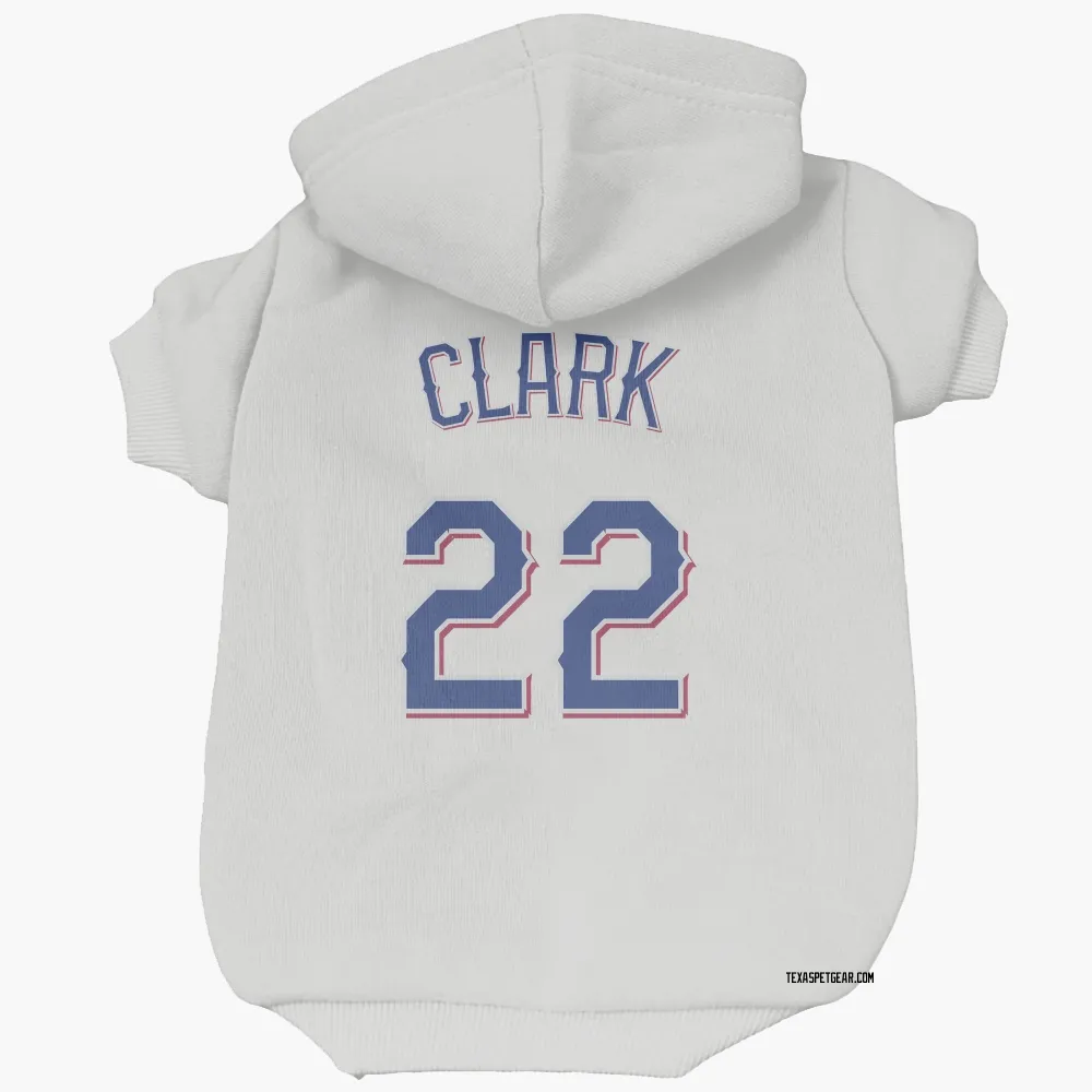 Texas Rangers Will Clark White Pet Hoodie for Dog & Cat